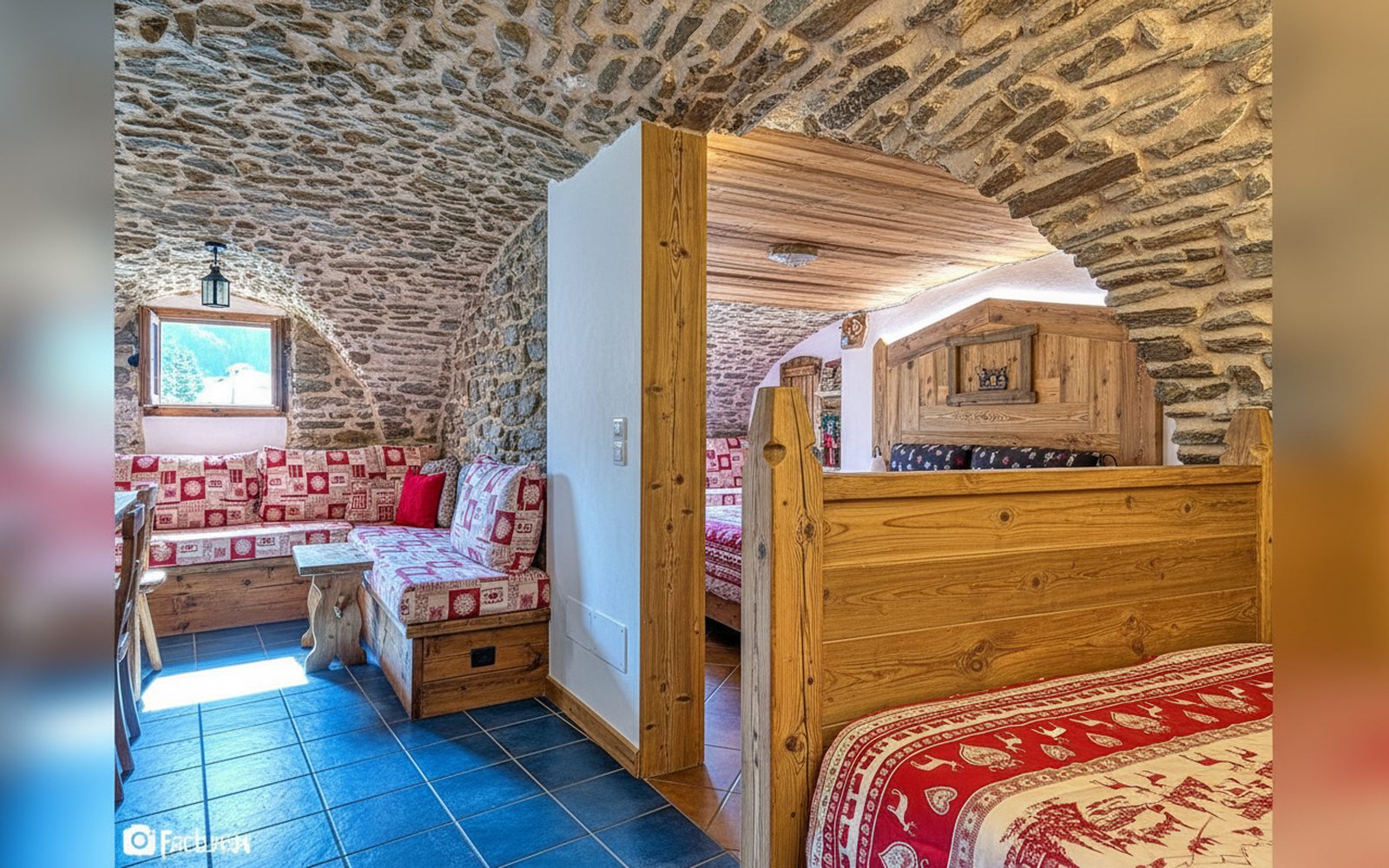 Le Coin d’Antan, zona notte sotto la volta in pietra